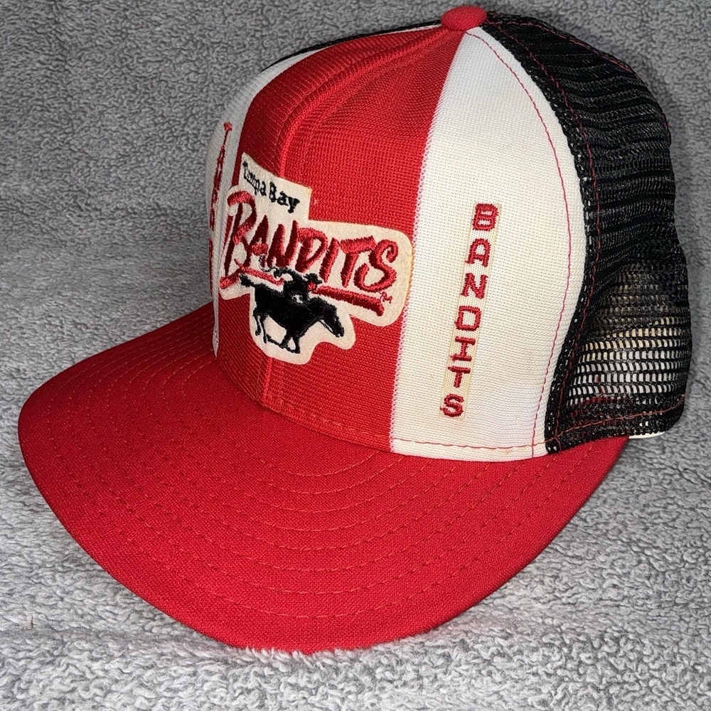 Tampa Bay Bandits USFL Snap Back Hat AJD vintage USA Made Size L  80'S ERA - Picture 2 of 6